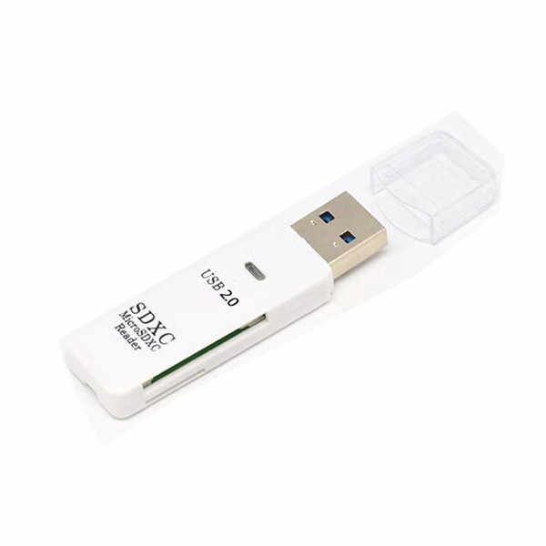 USB 2.0 SD Card Reader Mini Memory High-Speed Adapter - White