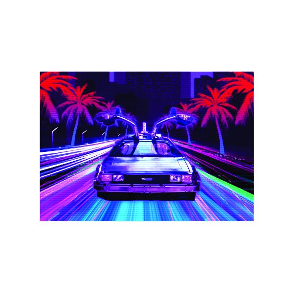 Back Into The future Car Neon - A1 poster