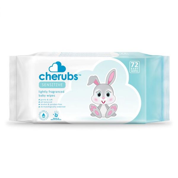 Cherubs - Sensitive Lightly Fragranced Baby Wipes - 1 x 72's