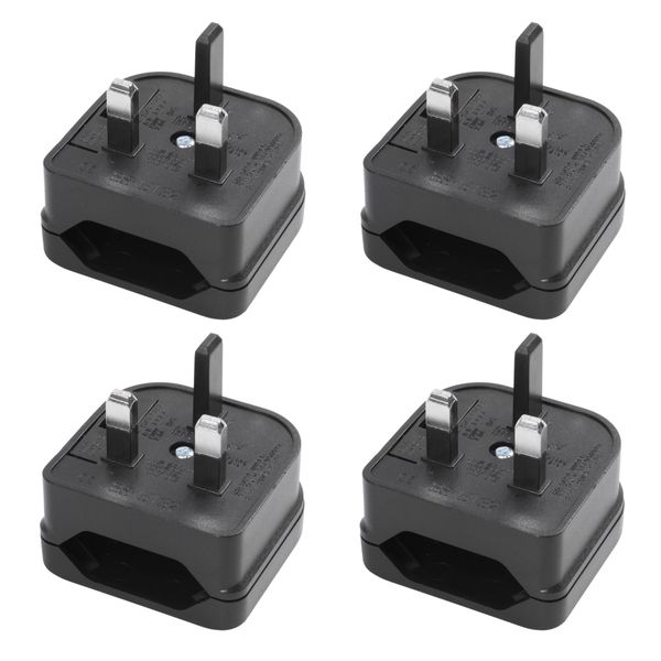 4X Euro 2 Pin to 3 Pin Converter Plug Adapter Black