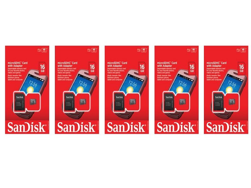 SanDisk 16GB Class 4 MicroSDHC Memory Card (Pack of 5)