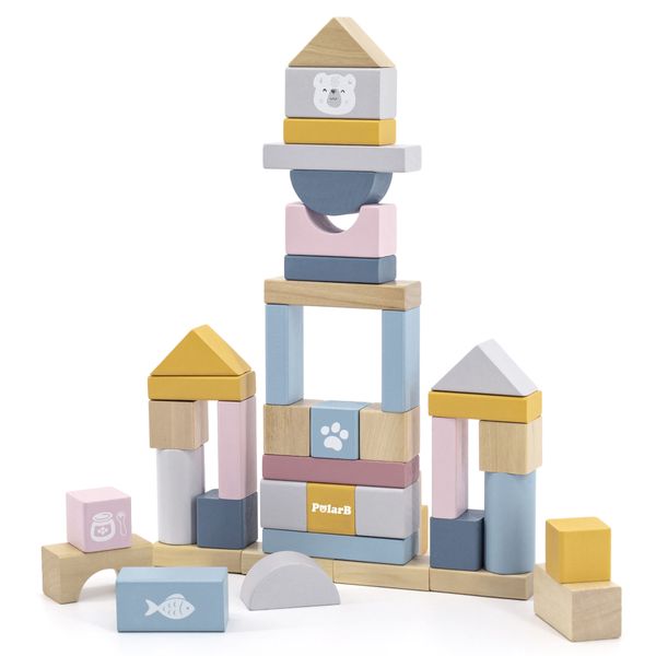 Polar B Stacking, Builing and Balancing Wooden Blocks - 60 Pieces