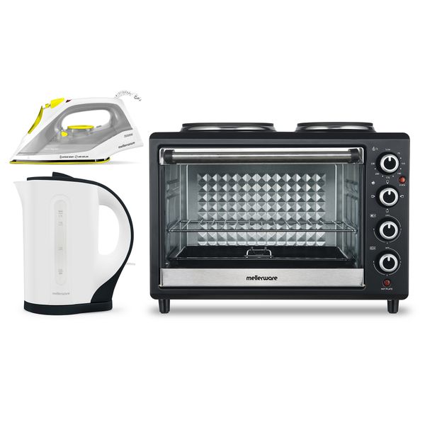 Mellerware 3 Piece Mini Oven+Kettle+Steam Iron