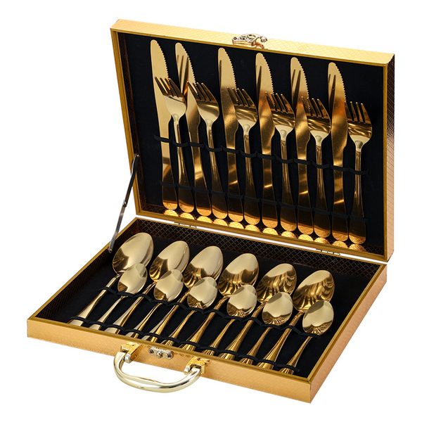 24-Piece Gold-Plated Cutlery Set with Premium Gift Box