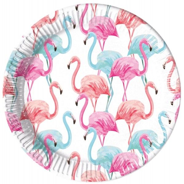 Tropical Flamingo Paper Plates 23cm