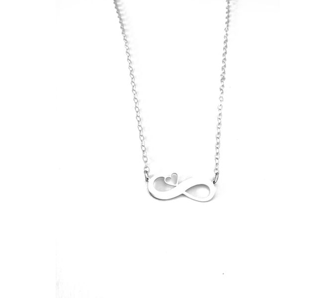 Solid stainless steel necklace with pendant- Infinity with heart