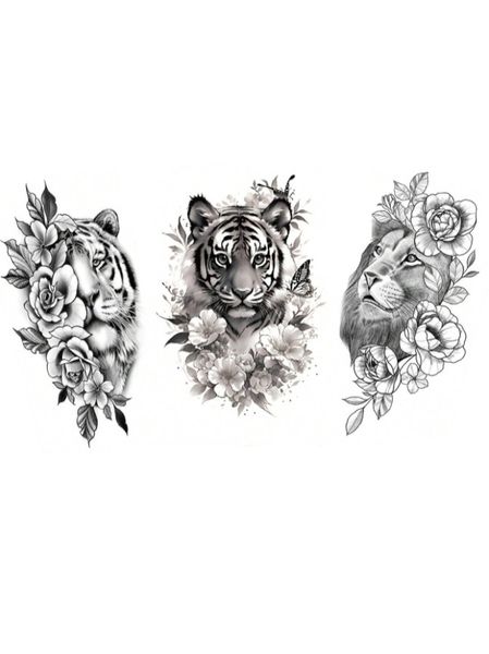 3 Piece - Wildcat Inspired Semi-Permanent Tattoo - Black