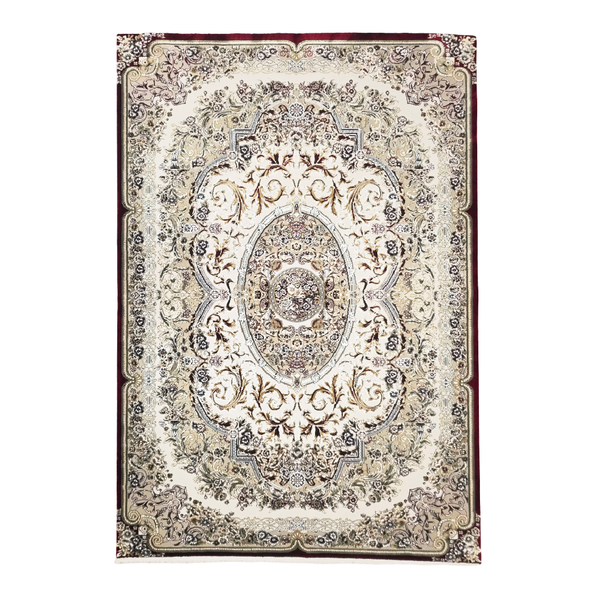 230 x 160cm Beige/White/Blue Machine Made Turkish Rug