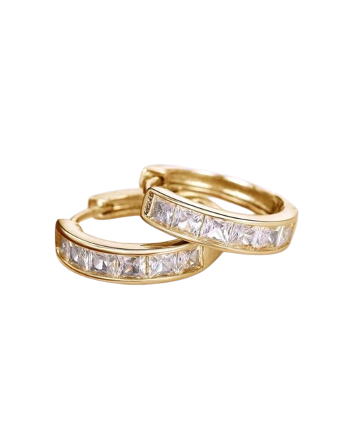Women's Copper Hoop Earrings with Cubic Zirconia