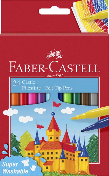Castle Fibre/ Felt Tip Pen Set of 24 in Cardboard Wallet