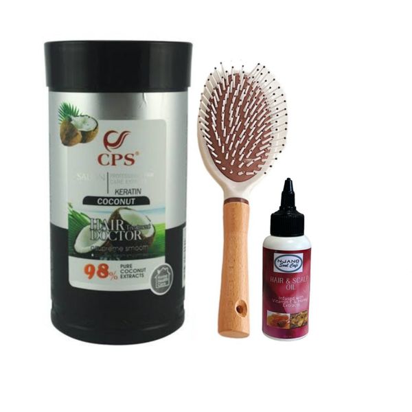 Keratin Coconut Hair Treatment, Hair &amp; Scalp Oil &amp; Brush