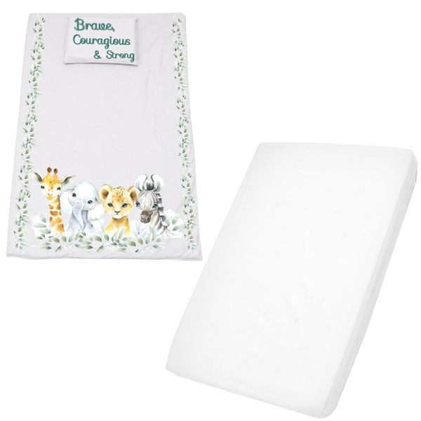 Cot Duvet Cover &amp; Waterproof Fitted Sheet 1170x560mm - Brave, Courages
