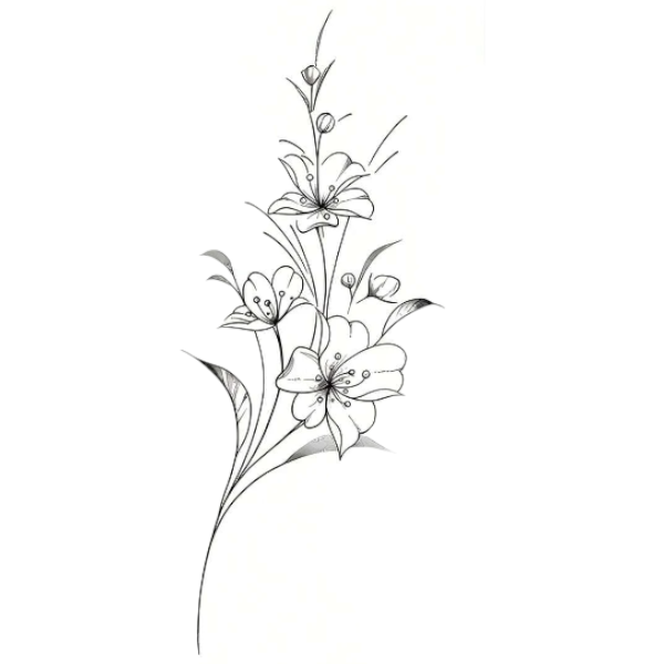 High Quality Floral Design Temporary Tattoo - Black