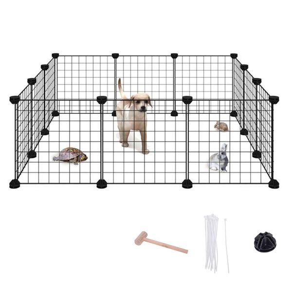 12 Pack Foldable DIY Pet Playpen with Gate Iron Run Fence Puppy House 37cm