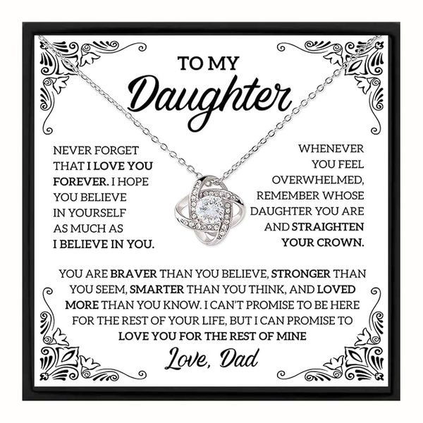 To My Daughter Heart Knot Pendant Necklace With Gift Box