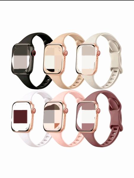 6 Pack Ultra Slim Silicone Watch Bands for Apple Watch