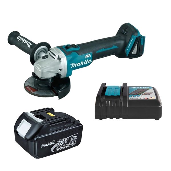 Makita - Brushless Angle Grinder DGA456ZJ with 3.0Ah Batteries and Charger