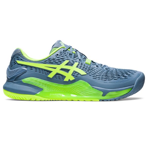 ASICS Men's Gel-Resolution 9 Tennis Shoes - Steel Blue/Hazard Green