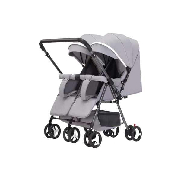 Portable Foldable Double Stroller with Handheld Push and Universal Wheels