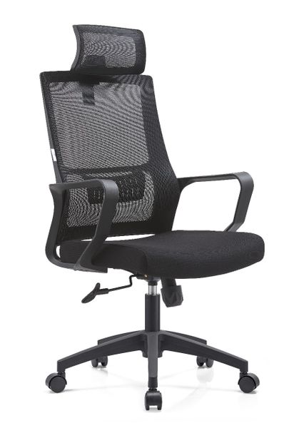 Lucio Mesh Back Office Chair with Headrest - Black