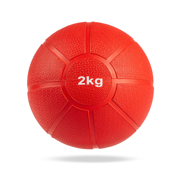 Medicine Ball 2kg - Solid Rubber - Weight Ball for Core Exercises - Red