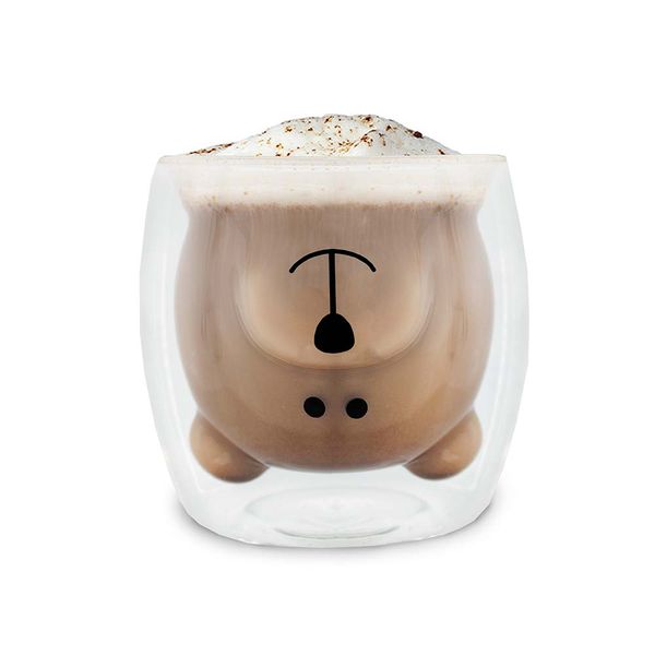 Bear Shape Transparent Glass 0.25 L Mug
