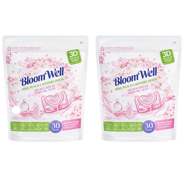 Bloom Well Miss Peach Laundry Pods 3in1-60 pods-Stains, Fabric Care, Gentle