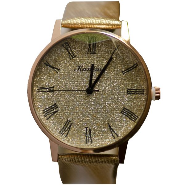 Gold Jelly Strap Watch With Gold Glitter Face
