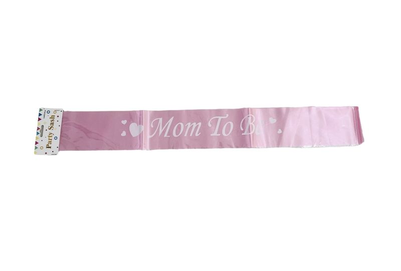 Mom To Be Pink &amp; White Sash