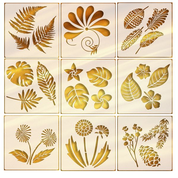 Craft Stationery Wild Leaves Mandala Stencils Set of 9(22cm)