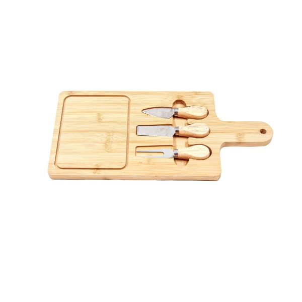 Bamboo Cheese Board With Cheese Knife Set
