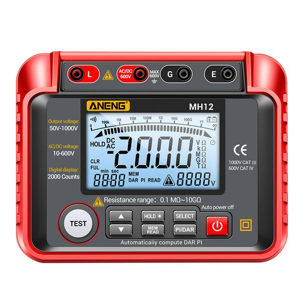 ANENG MH12 Insulation Earth Resistance Tester Digital Meter AC DC Ammeter