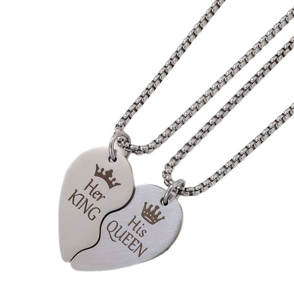 ZELTRYN King and Queen Stainless Steel Pendant Necklace