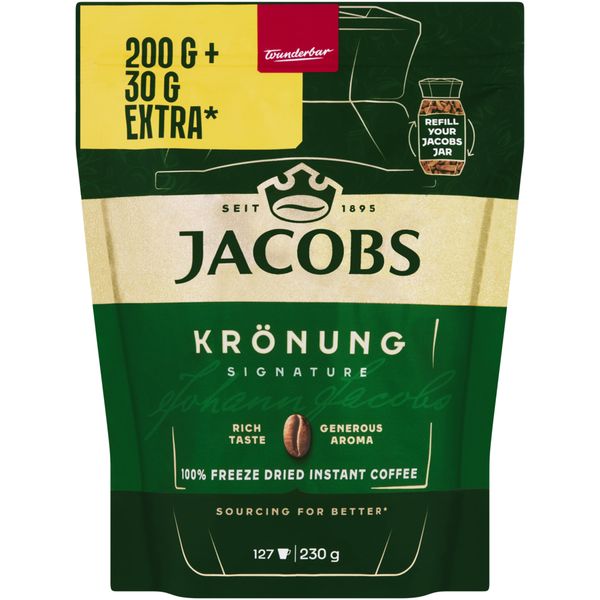 JACOBS Kronung Instant Coffee - 230g Pouch (200g + 30g Extra)