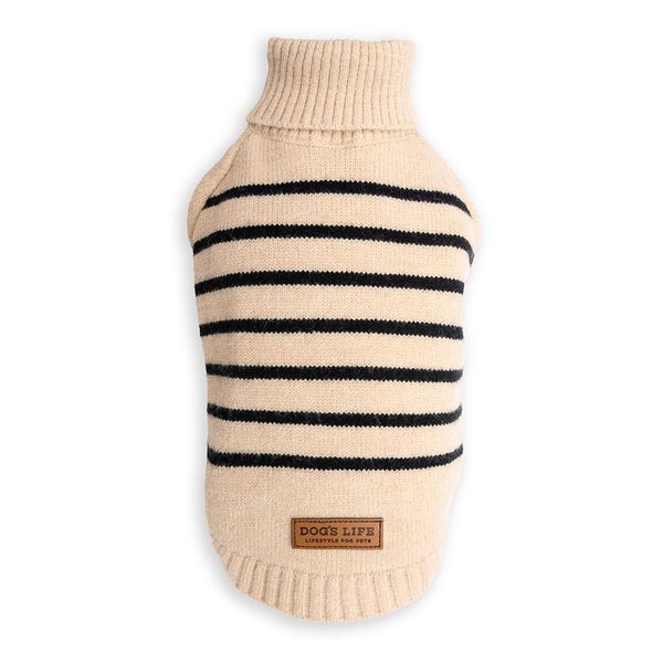 Dog's Life Polo Neck Striped Pullover Khaki