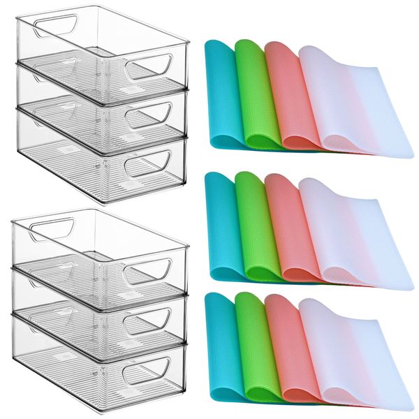 Refrigerator Pantry Organisation Containers Bins &amp; Fridge Liners Mat-18 Pcs