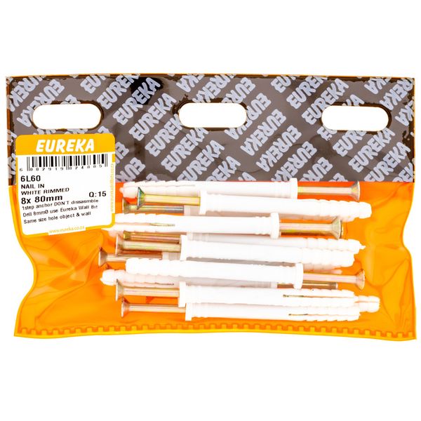 EUREKA Nail-In Anchor White Rimmed 8 x 80mm Q:15 6L60