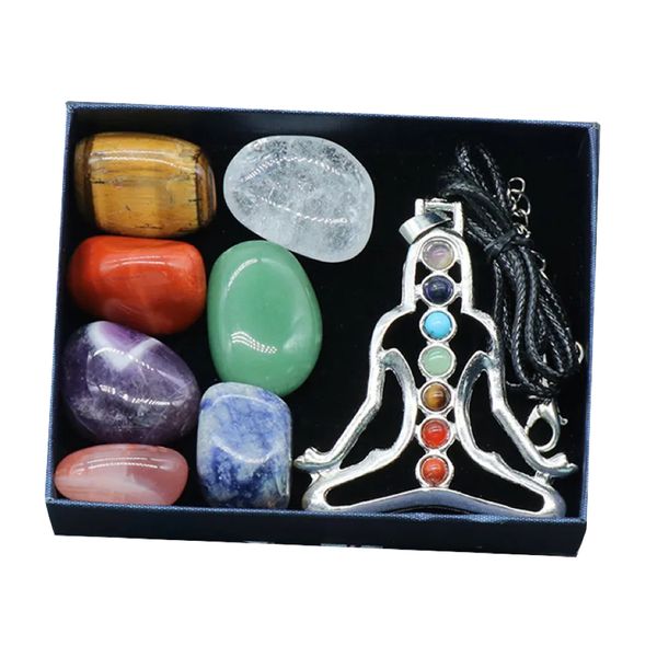 Decor Healing Natural Stone Crystal Gemstone Chakras Set Wings 5cm