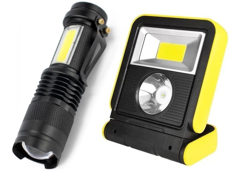 Multifunction Rechargeable LED Torch Light + Solar Rechargeable Flood Light