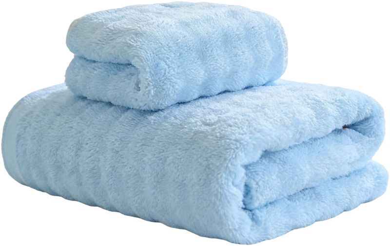 Plush Light Blue Bath Towel - Extra Soft &amp; Absorbent (27"x55")