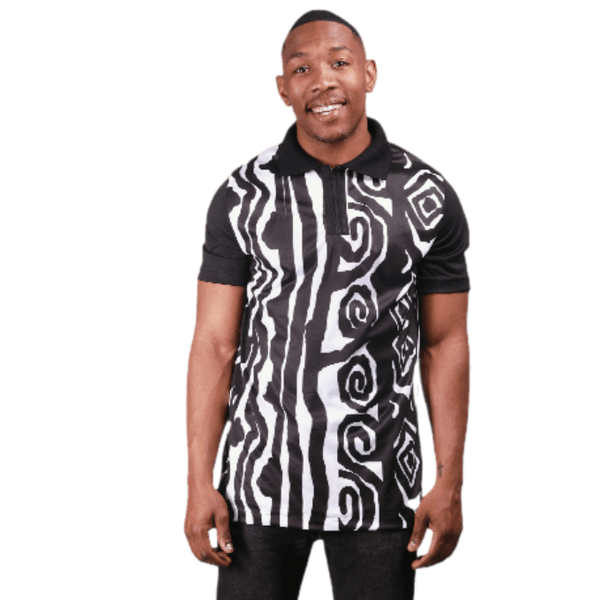 African Zebra Heritage African Golf Shirt by Tribe Afrique