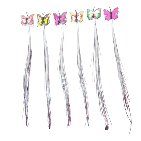 LED Light Up Butterfly Braids Hair Clips For Women, Girls Party Favours 6 Pack Image