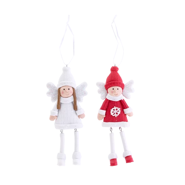Clay Angel Christmas Tree Decoration- Set Of 2