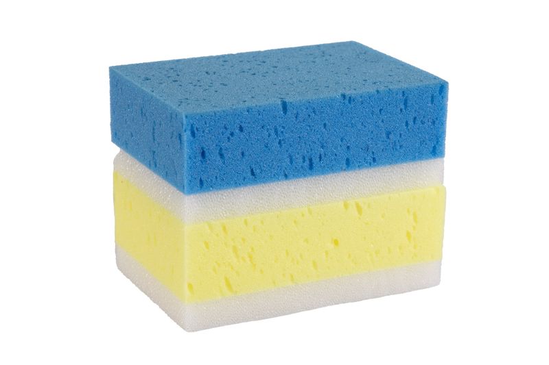 Car Wash Sponge Double Sided Yellow And Blue 2 Pack