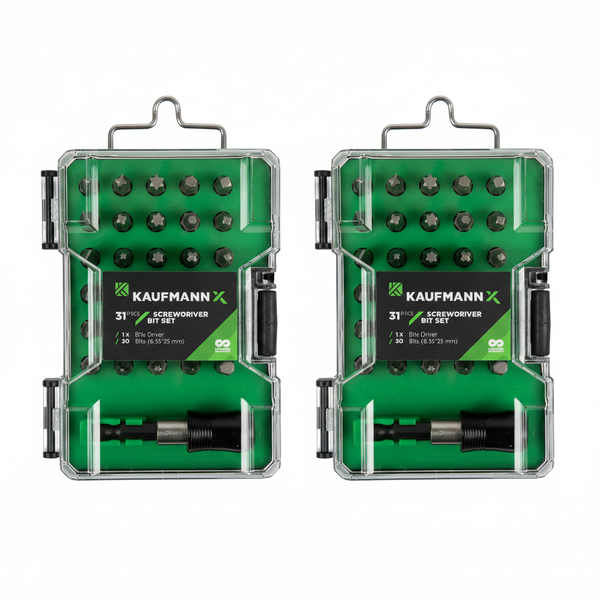 Kaufmann 31 Piece Screwdriver Bit Set with Magnetic Holder - 2 Pack