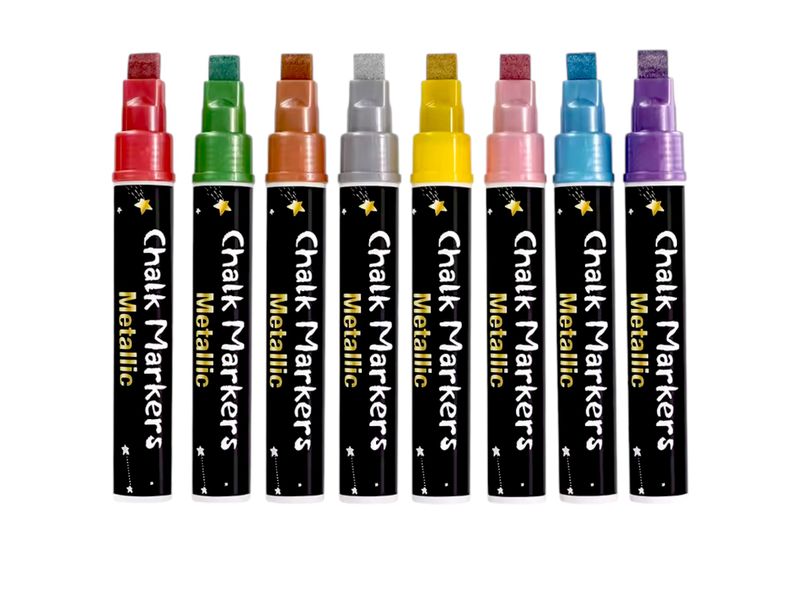 8 Metallic Color Chalk Markers 10mm 3 IN 1 Nib for Versatile Line Styles