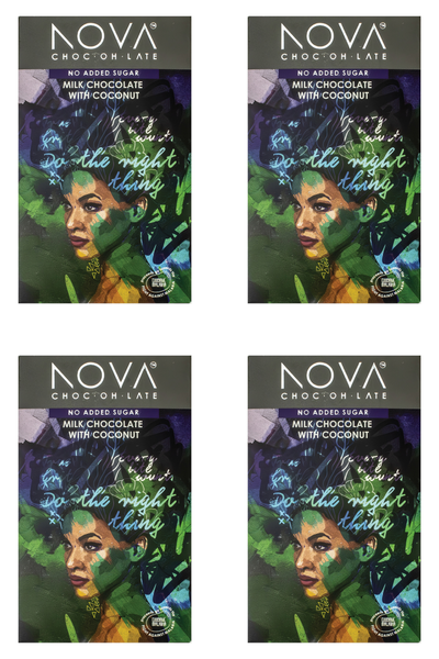 NOVA CHOCOLATE - Milk Chocolate with Coconut 100g - Pack of 4