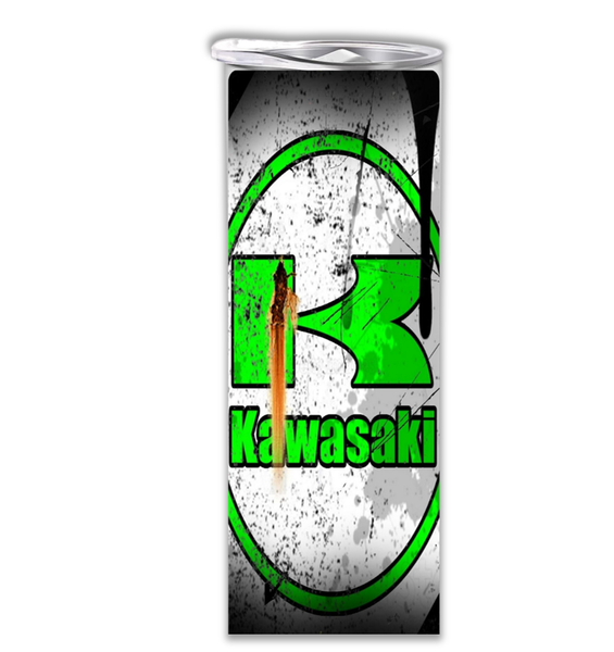 15 oz Skinny Tumbler with straw &amp;lid-Double Wall-Kawasaki