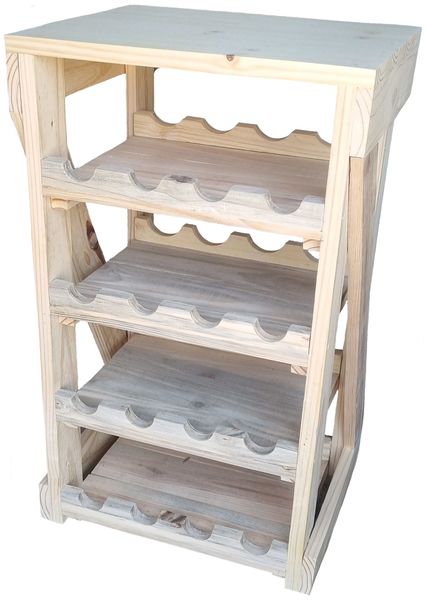 16BWR Rustic Un Painted Wooden Wine Rack Holds Up To 16 Bottles