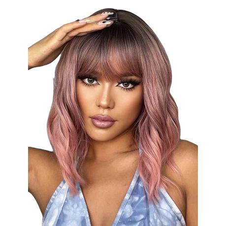 Pink Ombre Short Curly Synthetic Wig With Fringe Shop Today. Get